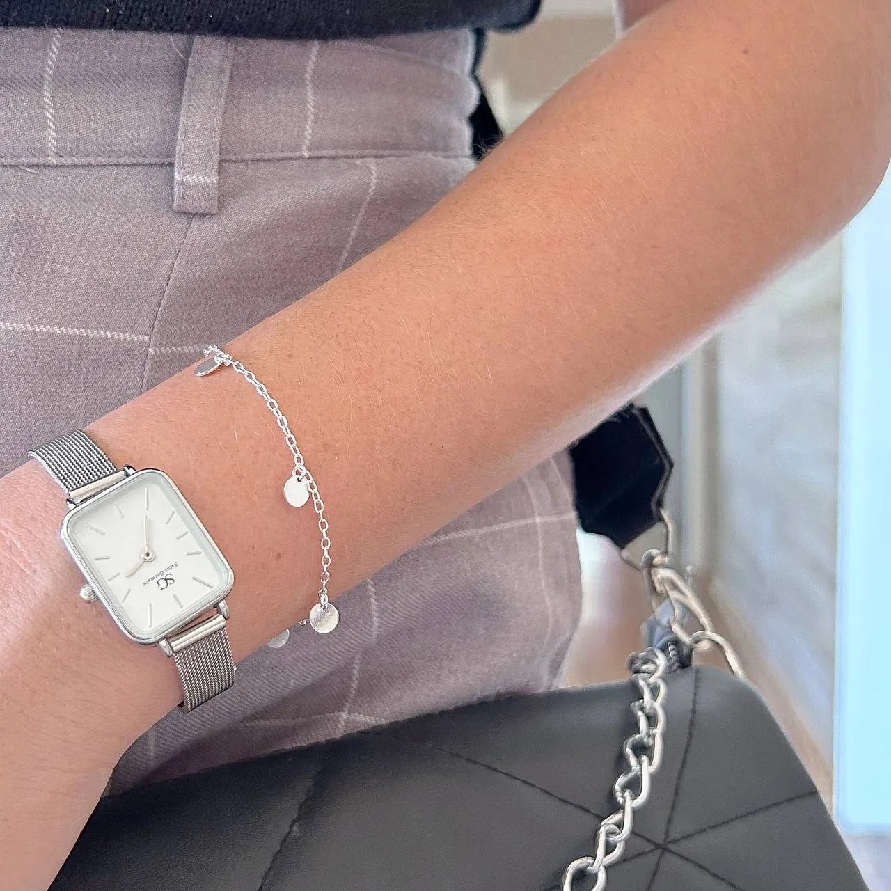 Pulseira Medalha Banho Branco