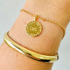 Pulseira Pingente Luz Banho Dourado