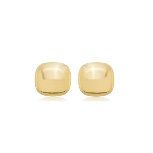 Brinco Quadrado Liso com Cantos Arredondados Banho Dourado - Image 2