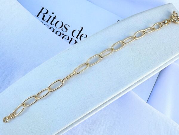 Pulseira com Elos Grandes Banho Dourado