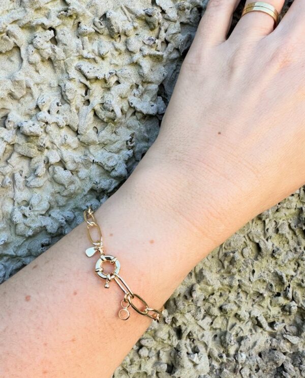 Pulseira com Elos Grandes Banho Dourado - Image 2