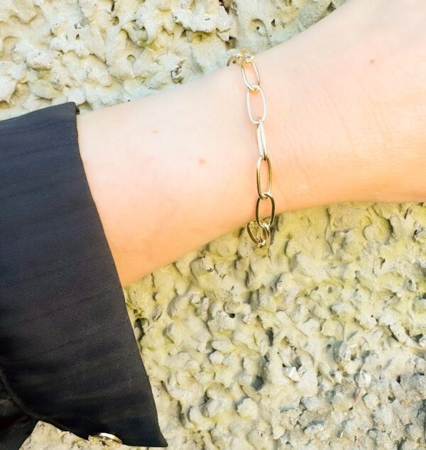 Pulseira com Elos Grandes Banho Dourado - Image 3