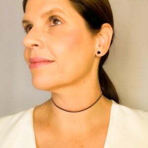 Choker Riviera Preta Ouro Rose