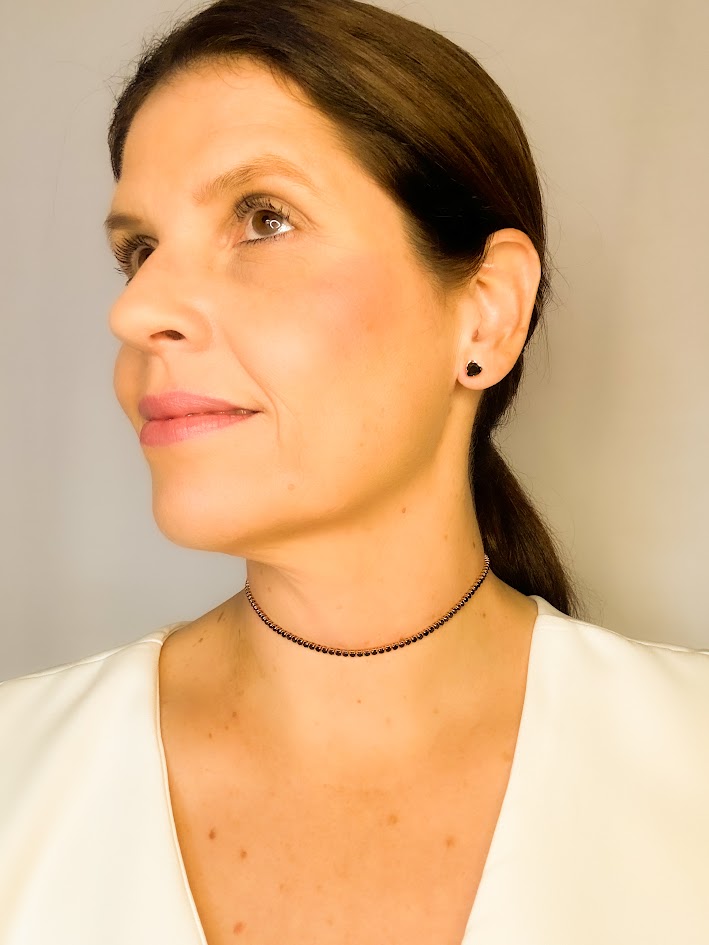 Choker Riviera Preta Ouro Rose