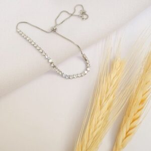 Pulseira Ajustável com Zircônias Banho Branco
