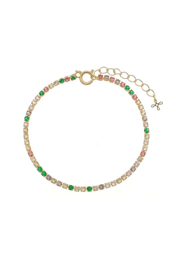 Pulseira Riviera Colorida Banho Dourado - Image 2