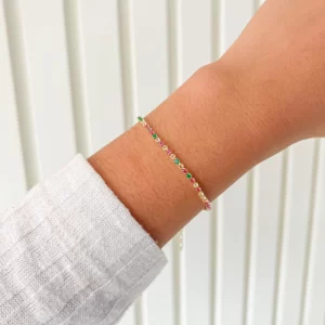 Pulseira Riviera Colorida Banho Dourado