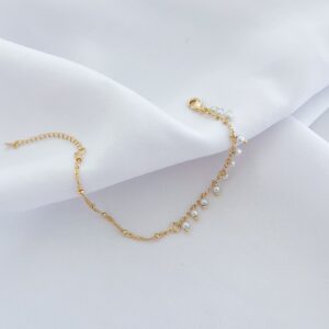 Pulseira de Pérolas e Bolinhas Banho Dourado