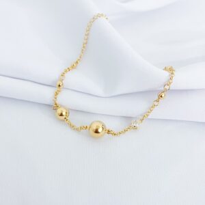 Pulseira Bolas Assimétricas e Zircônia Banho Dourado