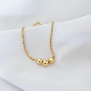 Pulseira Rabo de Rato com Bolas Banho Dourado