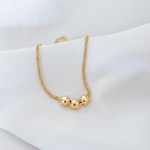 Pulseira Rabo de Rato com Bolas Banho Dourado