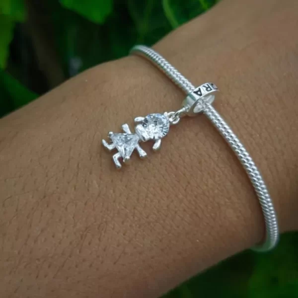 Berloque Menina com Cristal Prata 925