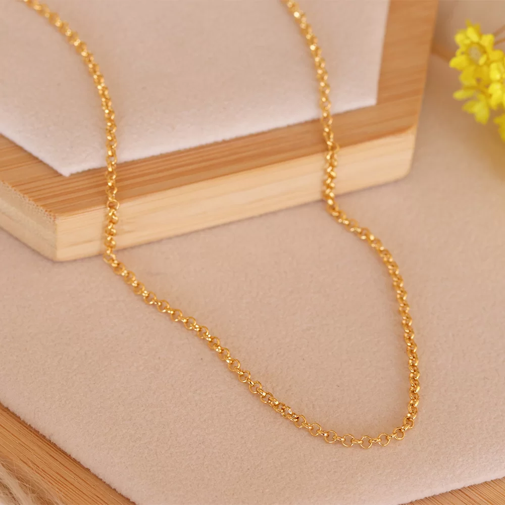 Colar Corrente com Elo Português Banho Dourado