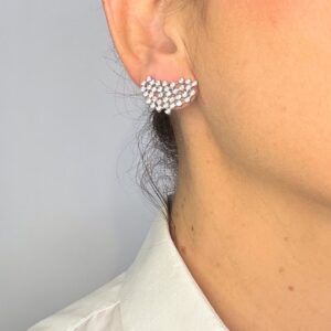 Brinco Ear Cuff Cravejado com Zircônias Banho Branco