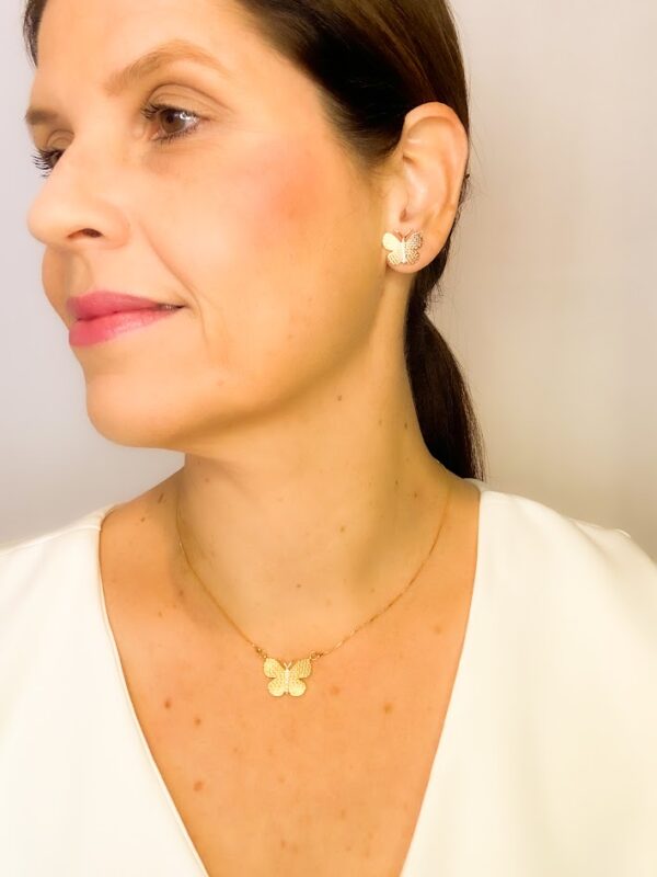 Conjunto Borboleta com Zircônias Banho Dourado - Image 2