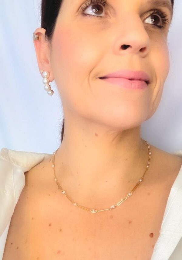 Choker Cartier com Pérolas Banho Dourado - Image 2