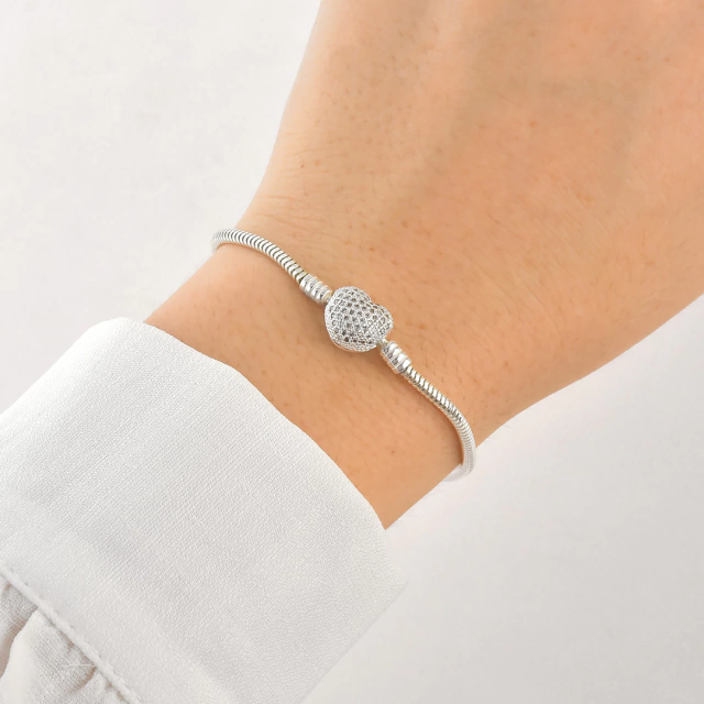 Pulseira Life Coração Maleável Prata 925