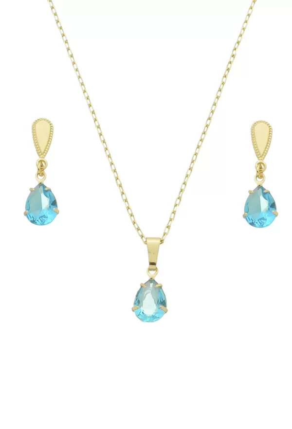 Conjunto Gota com Pedra Topázio Banho Dourado - Image 2