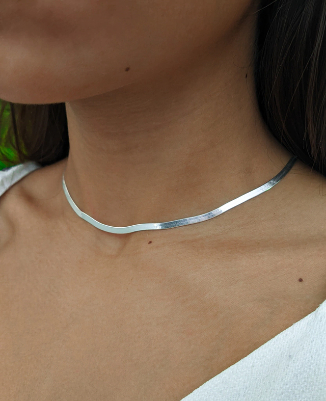 Choker Laminada Prata 925