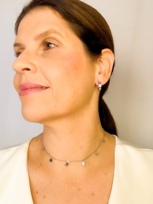 Colar Choker Coração Banho Branco - Image 2