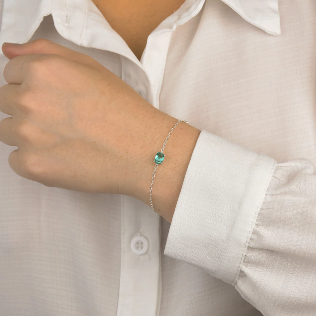 Pulseira Oval Turmalina Prata 925