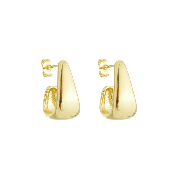 Brinco de Argola Triangular Abaulado Banho Dourado - Image 2