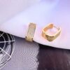 Brinco Argola Quadrada Cravejada com Zircônias Banho Dourado - Imagem 2