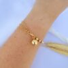 Pulseira com Esfera e Três Correntes Banho Dourado - Image 2