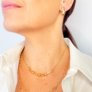 Brinco Argola Quadrada com Zircônia Banho Dourado