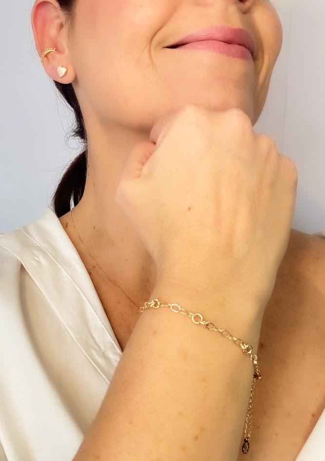 Pulseira com Elos Detalhados Banho Dourado