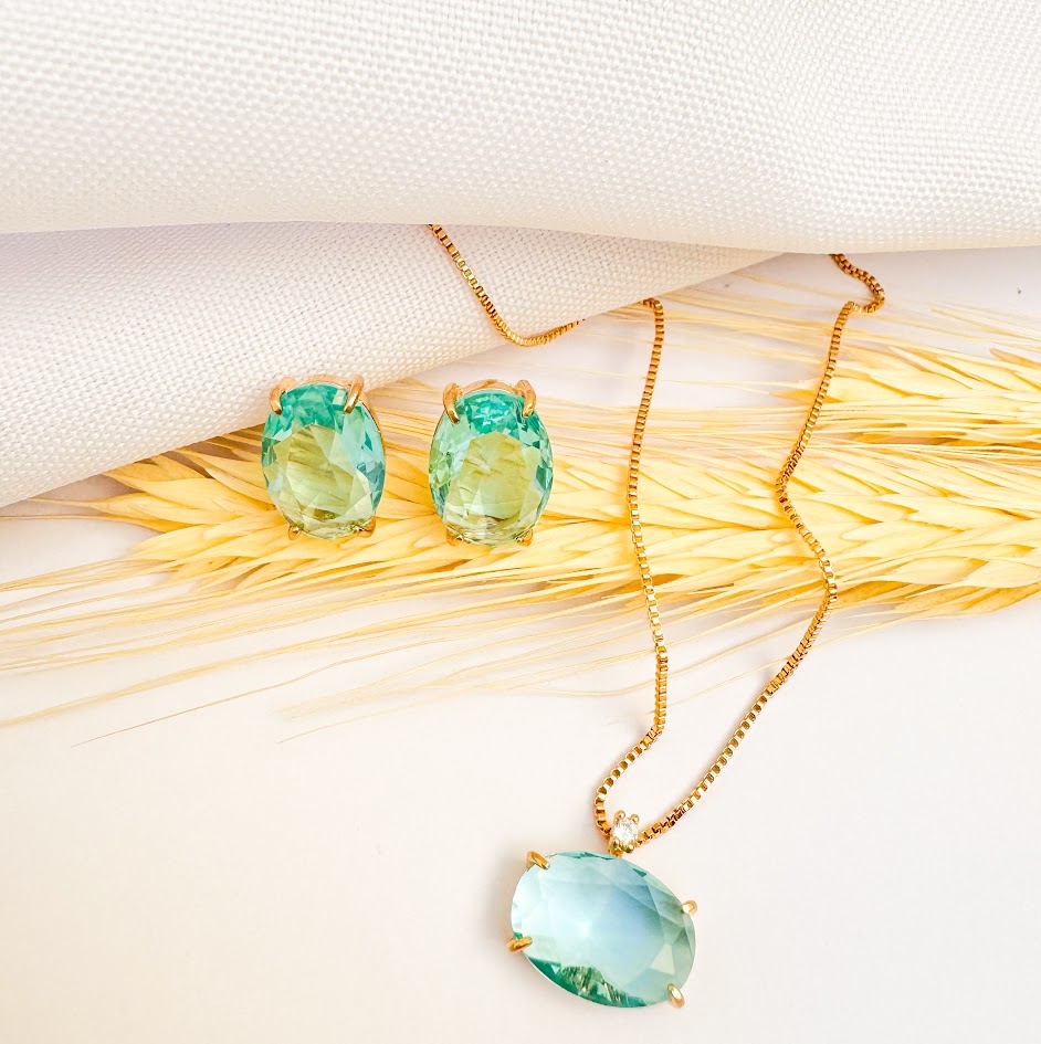 Conjunto Blue Light Banho Dourado
