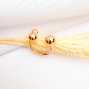 Anel Regulável com Bolas Banho Dourado