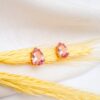 Brinco Gota Quartzo Rosa Banho Dourado