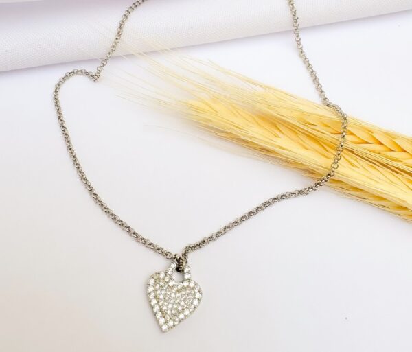 Colar Coração Cravejado com Zircônias Banho Branco - Image 3