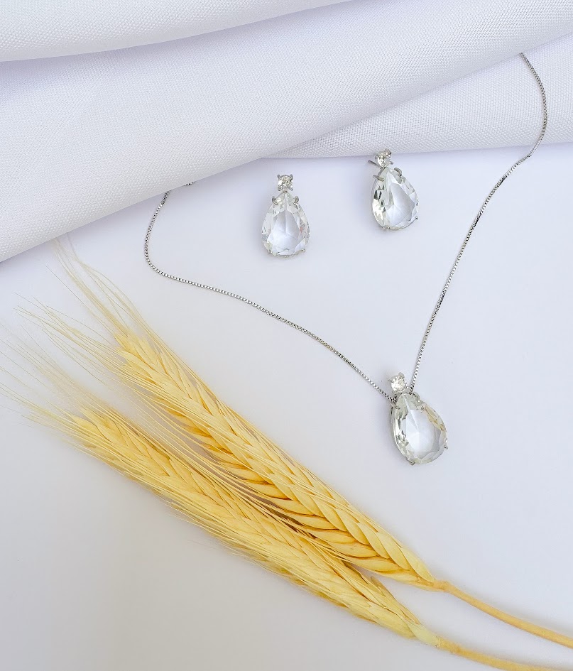 Conjunto Gota Cristal Banho Branco