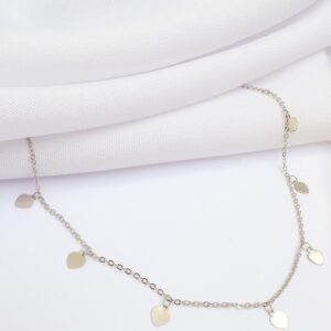 Colar Choker Coração Banho Branco