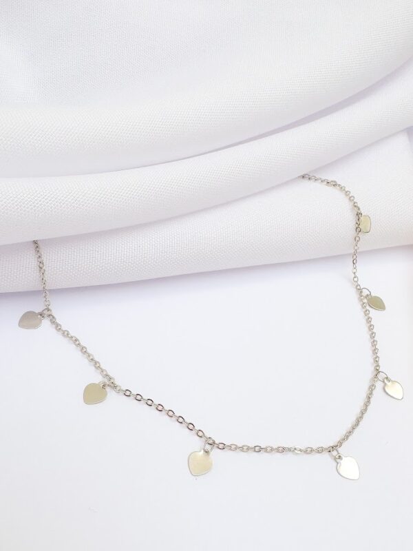 Colar Choker Coração Banho Branco