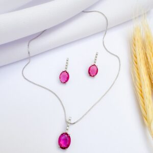 Conjunto Mini Gota Cereja Cristal com Zircônias Banho Branco