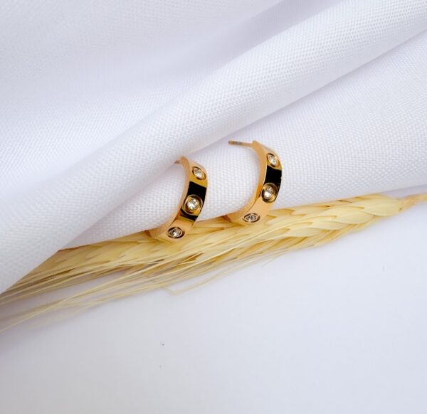 Brinco Argola com Cristal Banho Dourado - Image 2