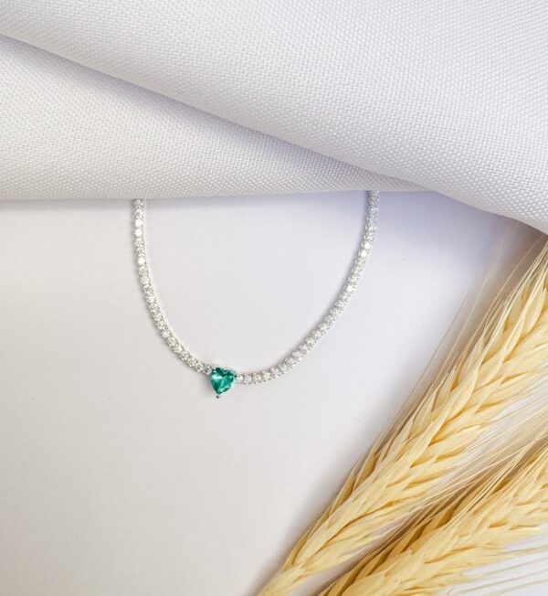 Pulseira Riviera Coração Turmalina com Zircônias Prata 925 - Image 2