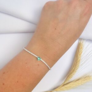 Pulseira Riviera Coração Turmalina com Zircônias Prata 925