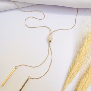 Colar Gravatinha com Micro Zircônias Banho Dourado