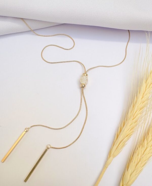 Colar Gravatinha com Micro Zircônias Banho Dourado