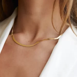 Choker Malha Fita Banho Dourado 4mm