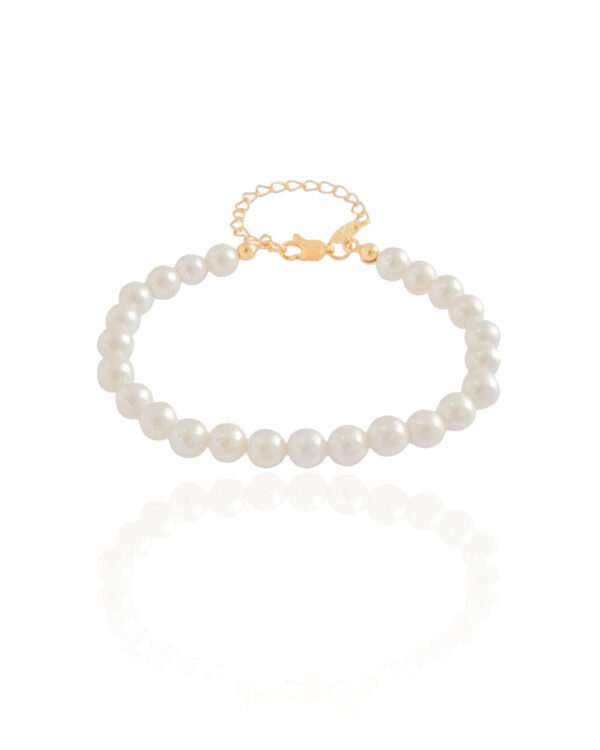 Pulseira de Pérolas 6mm Banho Dourado - Image 2
