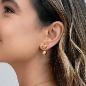 Ear Jacket Bola Lisa Banho Dourado
