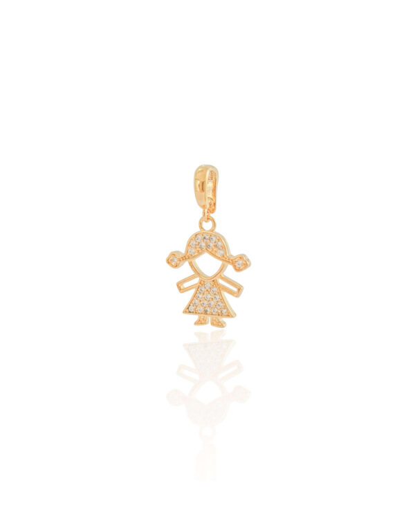 Pingente Menina Cravejado Cristal Banho Dourado - Image 2