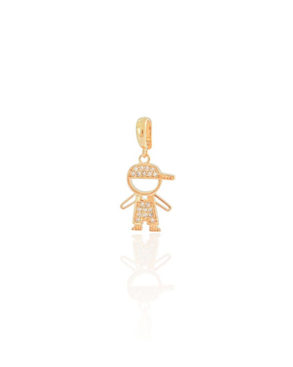 Pingente Menino Cravejado Cristal Banho Dourado - Imagem 2