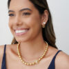 Brinco Dior Ponto de Luz Bola Tela Banho Dourado