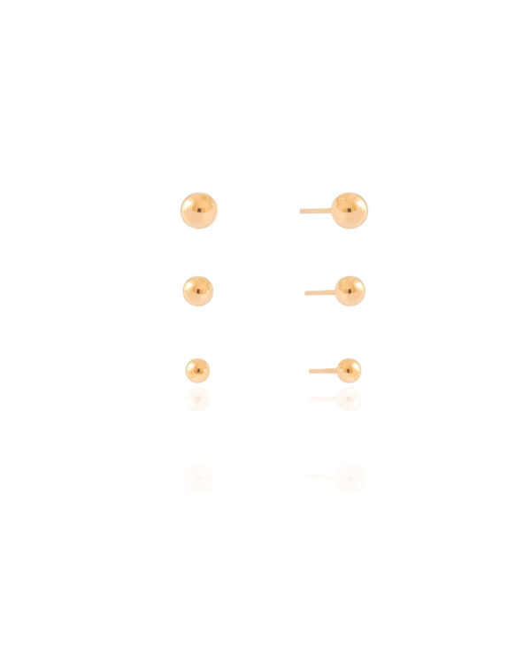 Brinco Trio de Bolinhas Lisas Banho Dourado - Image 2